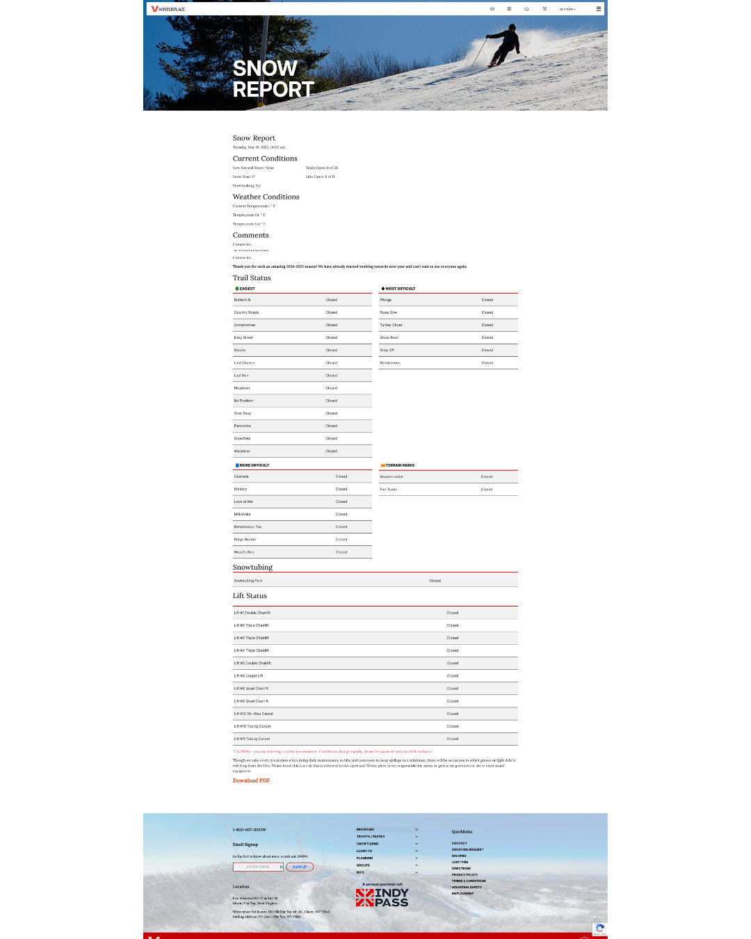 nxtConcepts Snow Reporting App snow report widget, ski resort trail report, real-time mountain conditions, lift status reporting, bike park trail status, mountain ops reporting software, nxtConcepts, SnoCountry integration, custom ski resort software, mountain conditions dashboard